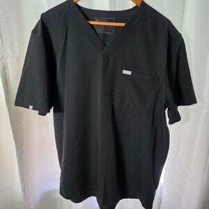 Figs Black Men's Leon 3 Pocket Scrub Top FM#1500 PO# 2723 Size XXL